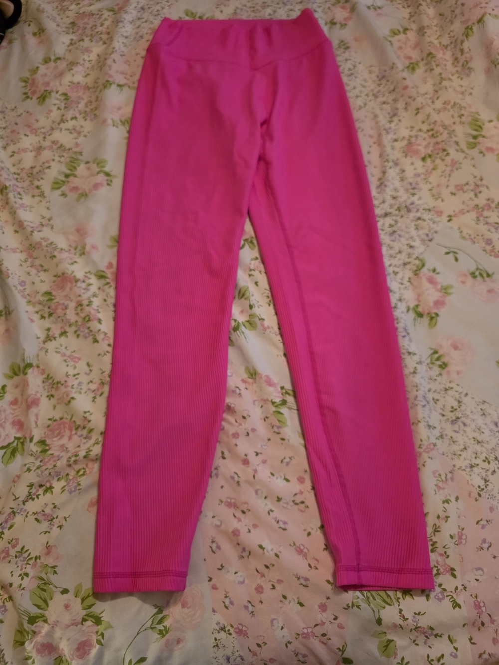 Buffbunny Collection Ribbed High-Waisted Leggings - Hot Pink / Magenta - Size XL